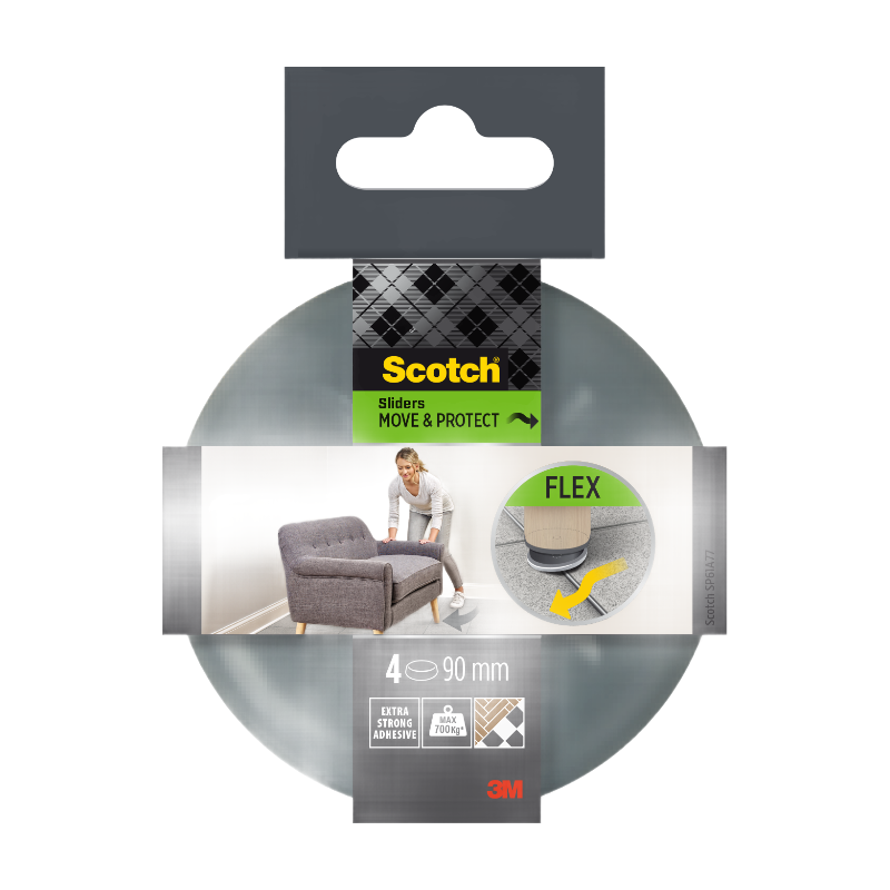 Patin glisseur tout terrain adhésif Gris métal Ø 90 mm
