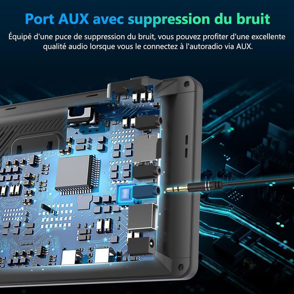 Autoradio CARPURIDE, portable sans fil Carplay & Android Auto, radio tactile 7 pouces 1080P HD avec BT 5.0, prise en charge Mirror Link, support de tableau de bord pour camion camping-car