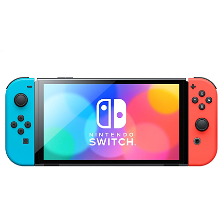 Nintendo Switch (modèle OLED) avec paire de Joy-Con bleu néon / rouge néon - Version EU