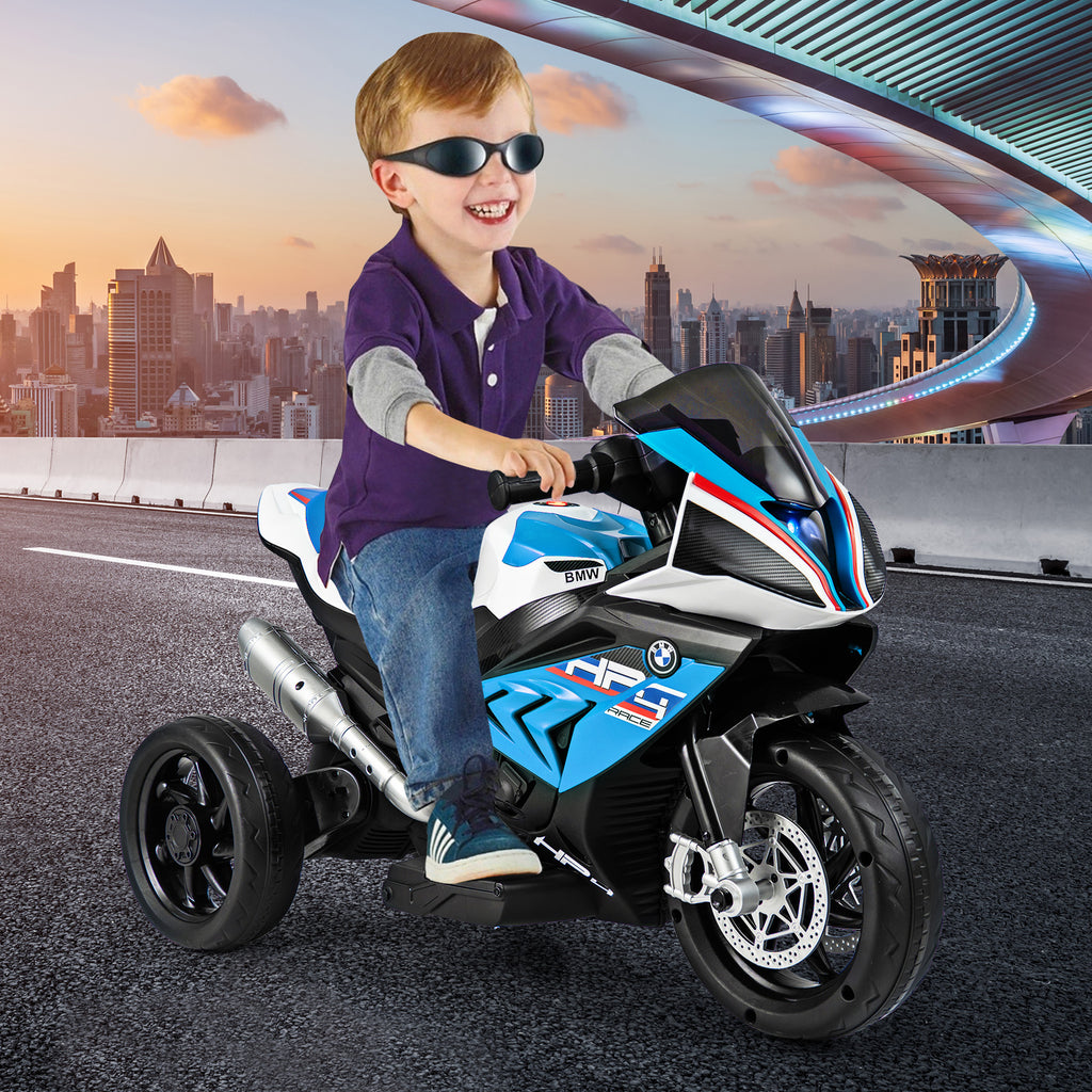 Costway Moto électrique pour enfants à 3 roues avec musique, 82,5 × 42 × 54 cm, Bleu