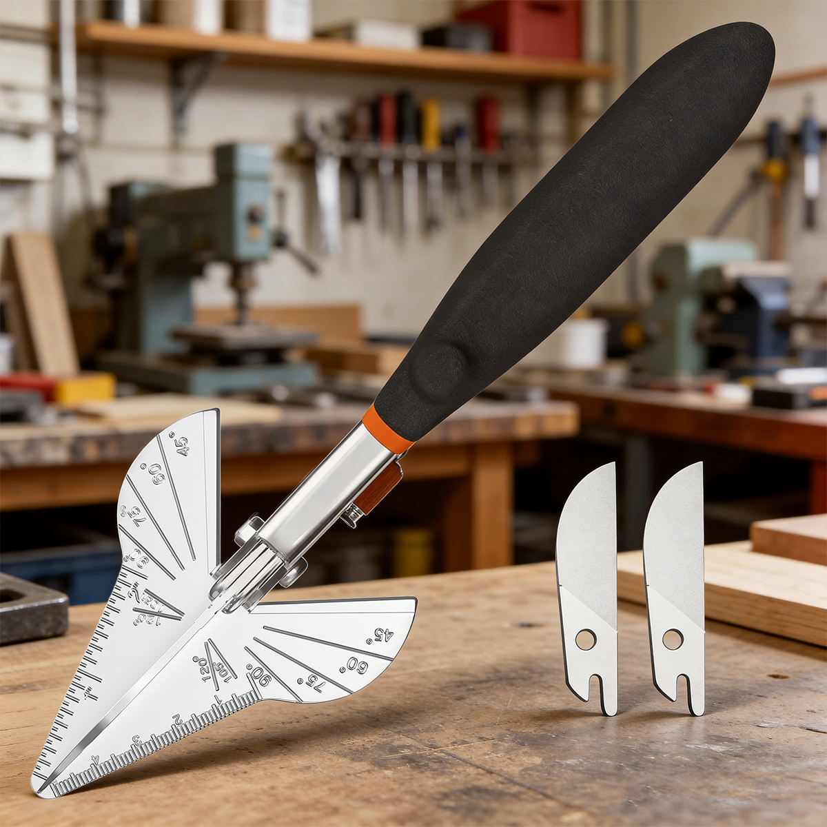 GARTOL Cisaille à onglets multi-angle, cisaille à goulottes multifonction pour moulures et baguettes de finition en vinyle et bois, réglable de 45 à 120° avec lames SK5