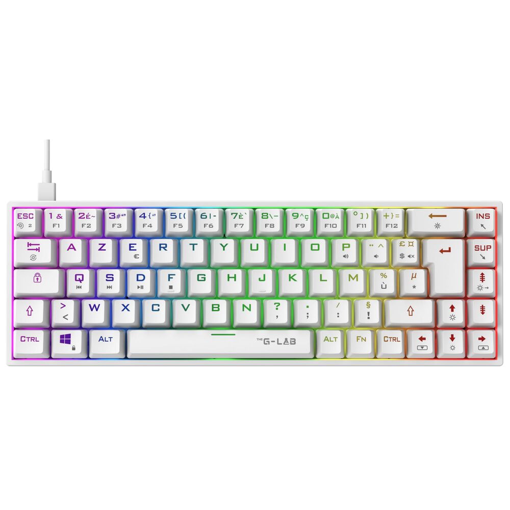 THE G-LAB Keyz Titanium Clavier Gaming Mécanique Switch Rouge Filaire RGB 65% - AZERTY- Blanc