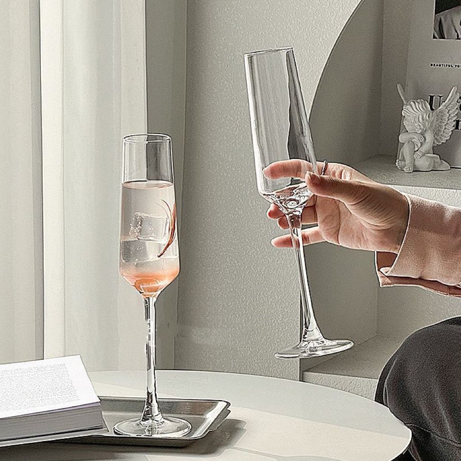 Ju7cer Verre à vin en verre transparent, Adapté aux célébrations, mariages et fêtes, 175 ml, 1 pièce