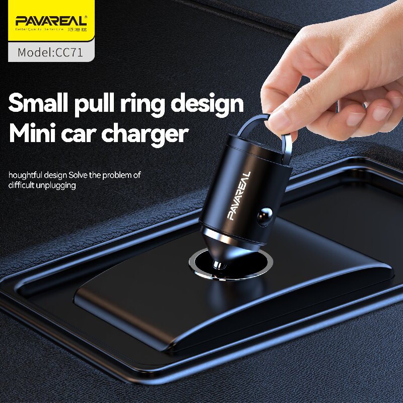 PAVAREAL CC71 Mini Chargeur de voiture PD 20 W + 100 W Prend en charge la charge rapide des gammes iPad, Samsung, iPhone