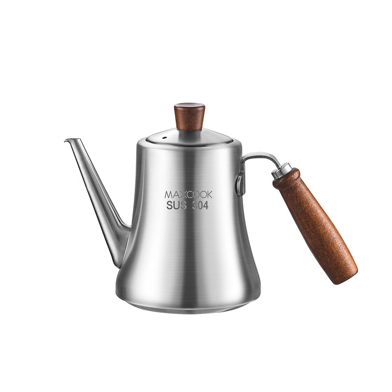 Maxcook Distributeur d'huile d'olive et huilier de cuisine en acier inoxydable 304 (16,9 oz / 500 ml) - Bouteille à huile étanche - Poignée en bois de hêtre