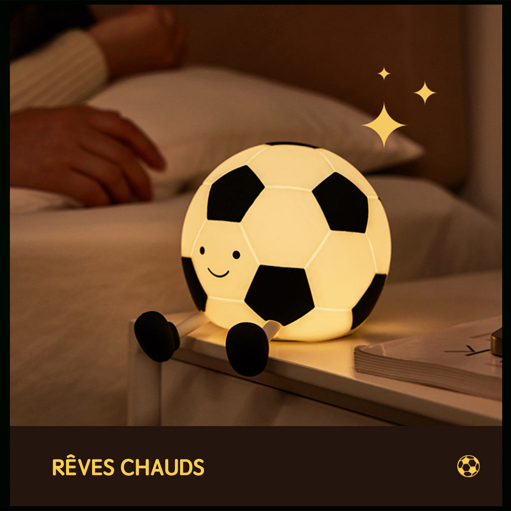 VIVREAL Veilleuse LED ballon de football A032, Rechargeable, Intensité réglable sur 3 niveaux, Charge Type-C, Silicone souple, ABS et PP