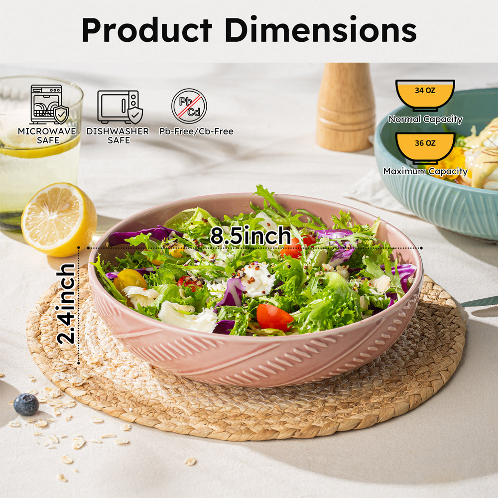 Dafuceramic bol alimentaire en céramique / bol à salade / bol à pâtes de 8.5 pouces, 36 onces, lot de 4, robuste et empilable, convient pour les cadeaux de pendaison de crémaillère et de fêtes