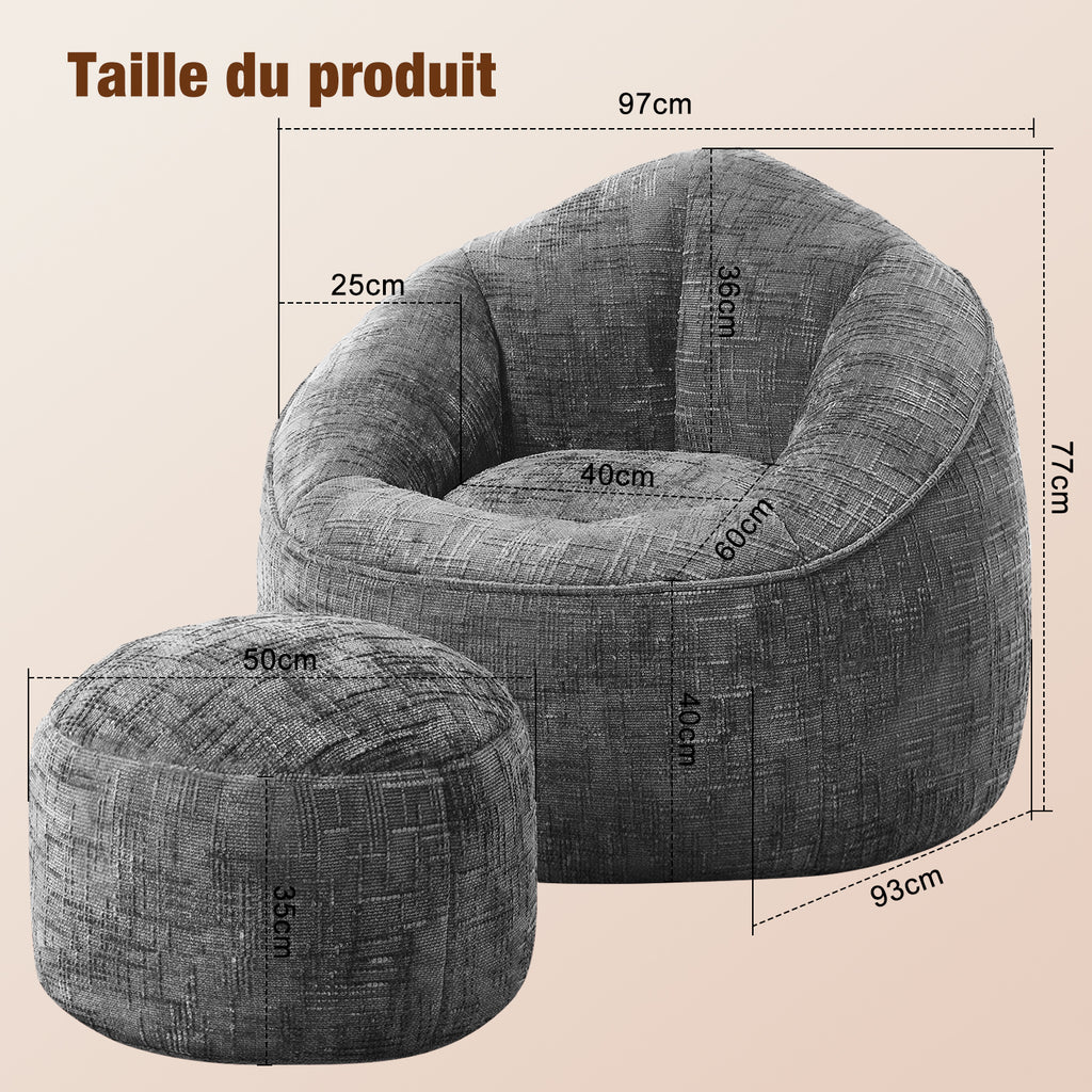 GTIMEX Fauteuil, Canapé Gamer avec Repose-pieds, 97 x 93 x 77 cm, Capacité de charge statique : 135 kg, Doux et résistant, avec garnissage en mousse à mémoire de forme granulaire
