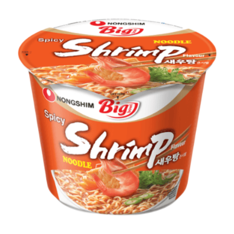Nongshim Soupe de nouilles instantanées saveur crevette, grand bol, 16 x 115 g