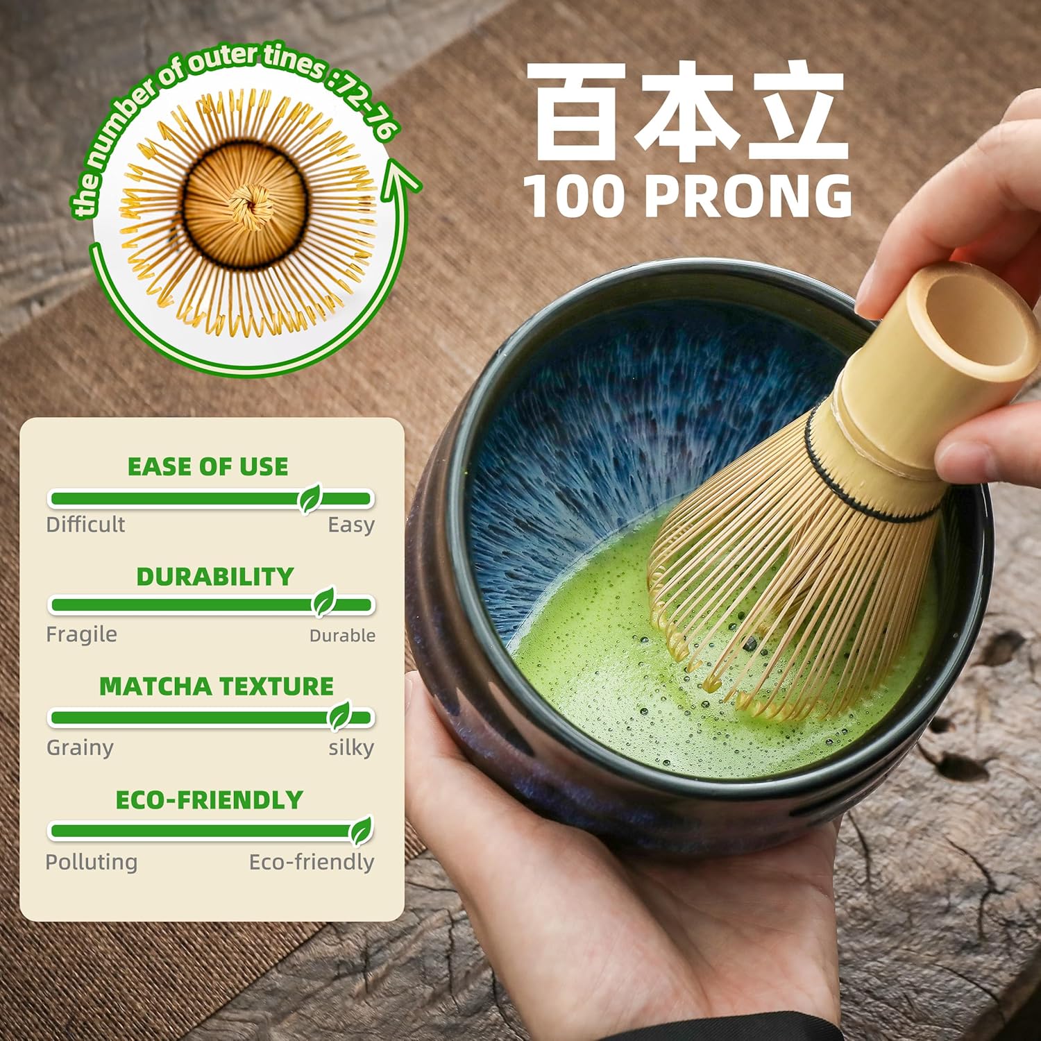 TEANAGOO Service à thé matcha, service à thé japonais, bol à matcha, fouet en bambou pour matcha, cuillère, tamis, porte-fouet à matcha, support de fouet à matcha