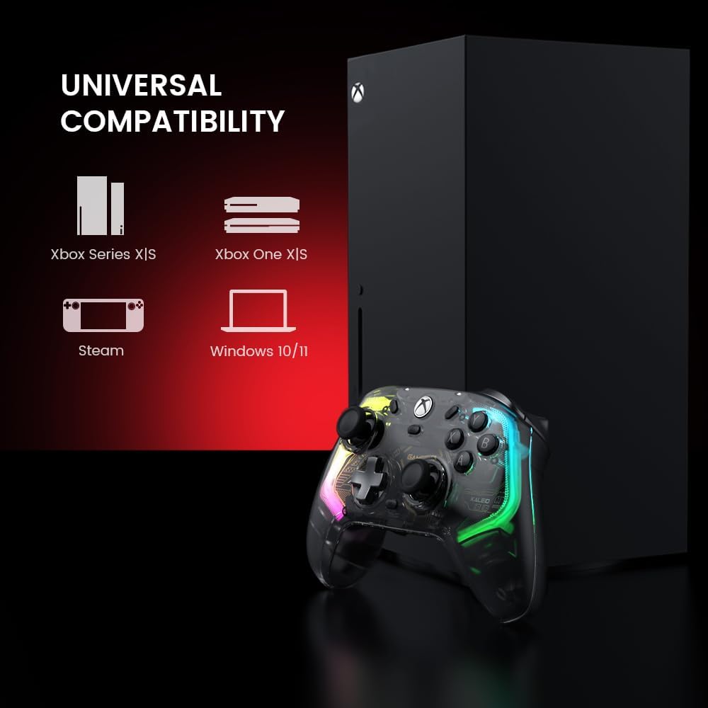 GameSir Kaleid Manette de jeu filaire RGB pour Xbox Series X/S, Xbox One et PC Windows 10/11 - Transparent fumé