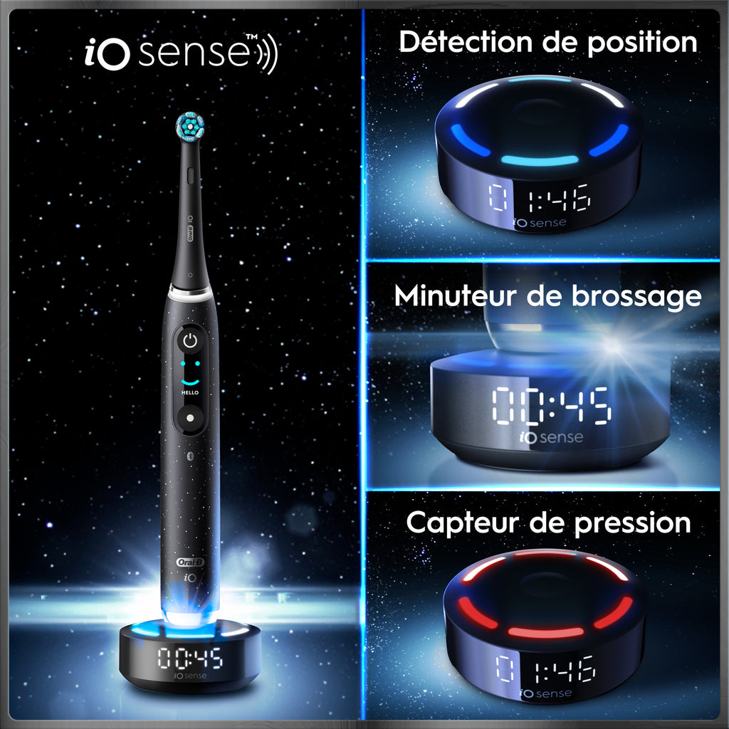 Oral-B iO 10 Noir Cosmique - Brosse à Dents Électrique Rechargeable avec Étui de Voyage Chargeur et 1 Brossette
