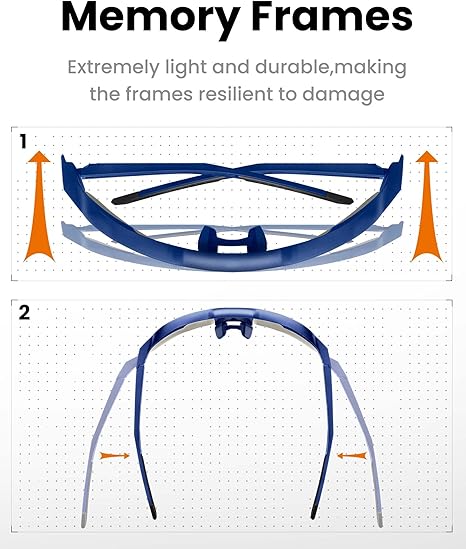 OutdoorMaster Hawk HD Lunettes de soleil de sport polarisées TR90 pour la pêche, le baseball, la voile, le golf et la conduite - Monture bleu foncé, verre gris avec Revo Blue, VLT 17 %