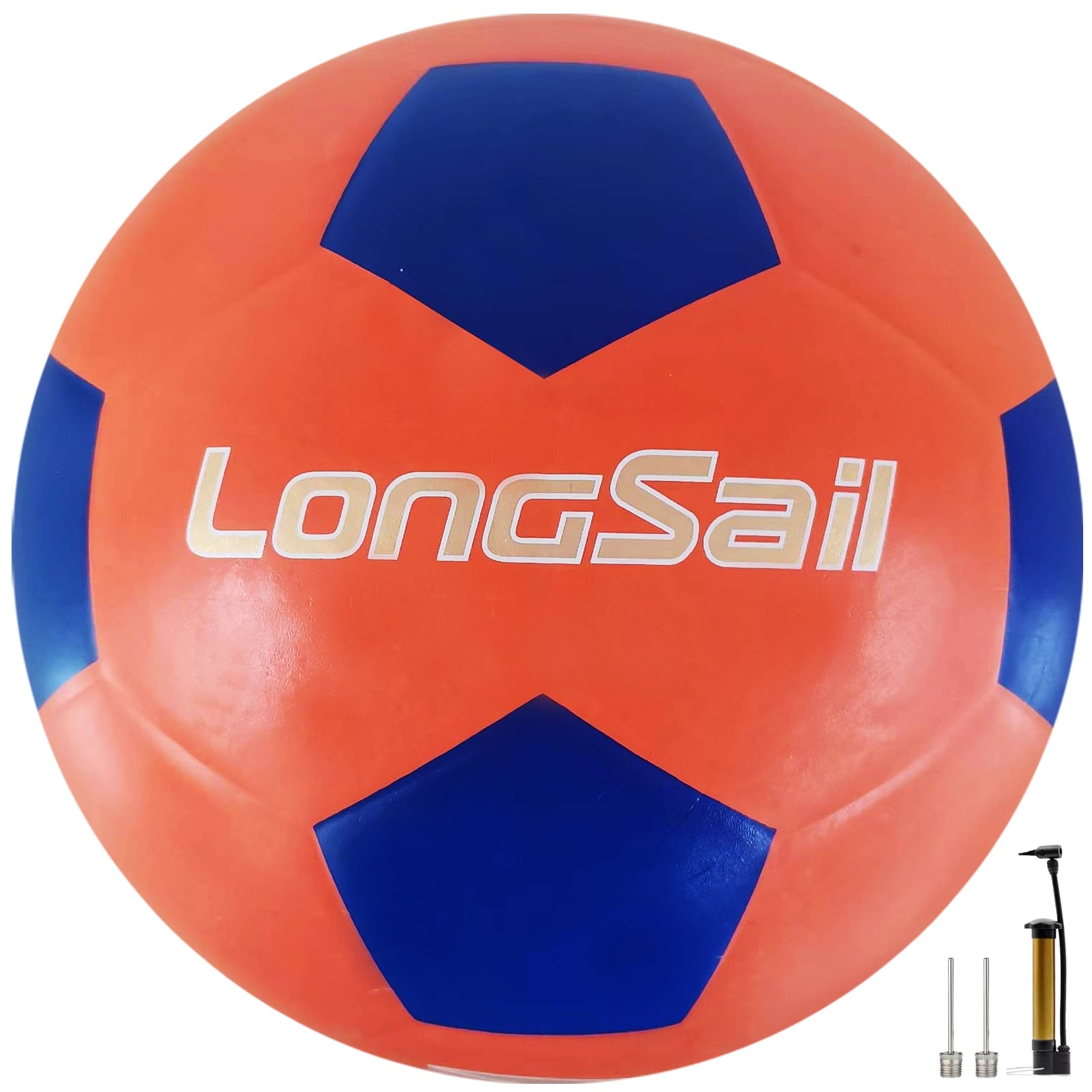 LONGSAIL Ballon de football en caoutchouc haute qualité orange/bleu - Taille 3
