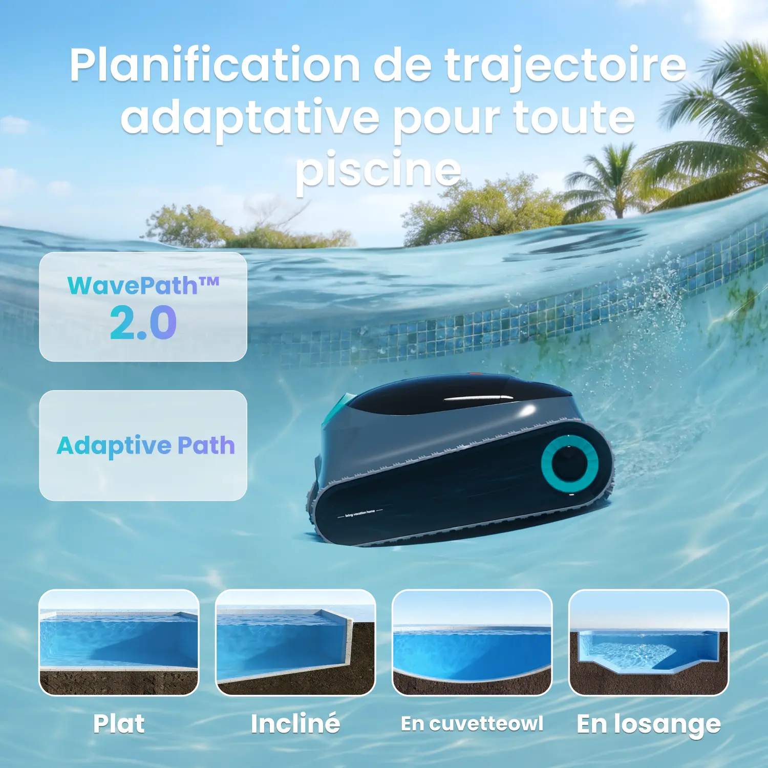 AIPER Scuba S1 Upgrade Robot Piscine Nettoyage Sol, Parois & Ligne d’Eau, Autonomie de 270 Min, Filtration Ultra-Fine, Navigation Intelligente, Application & Mises à Jour OTA