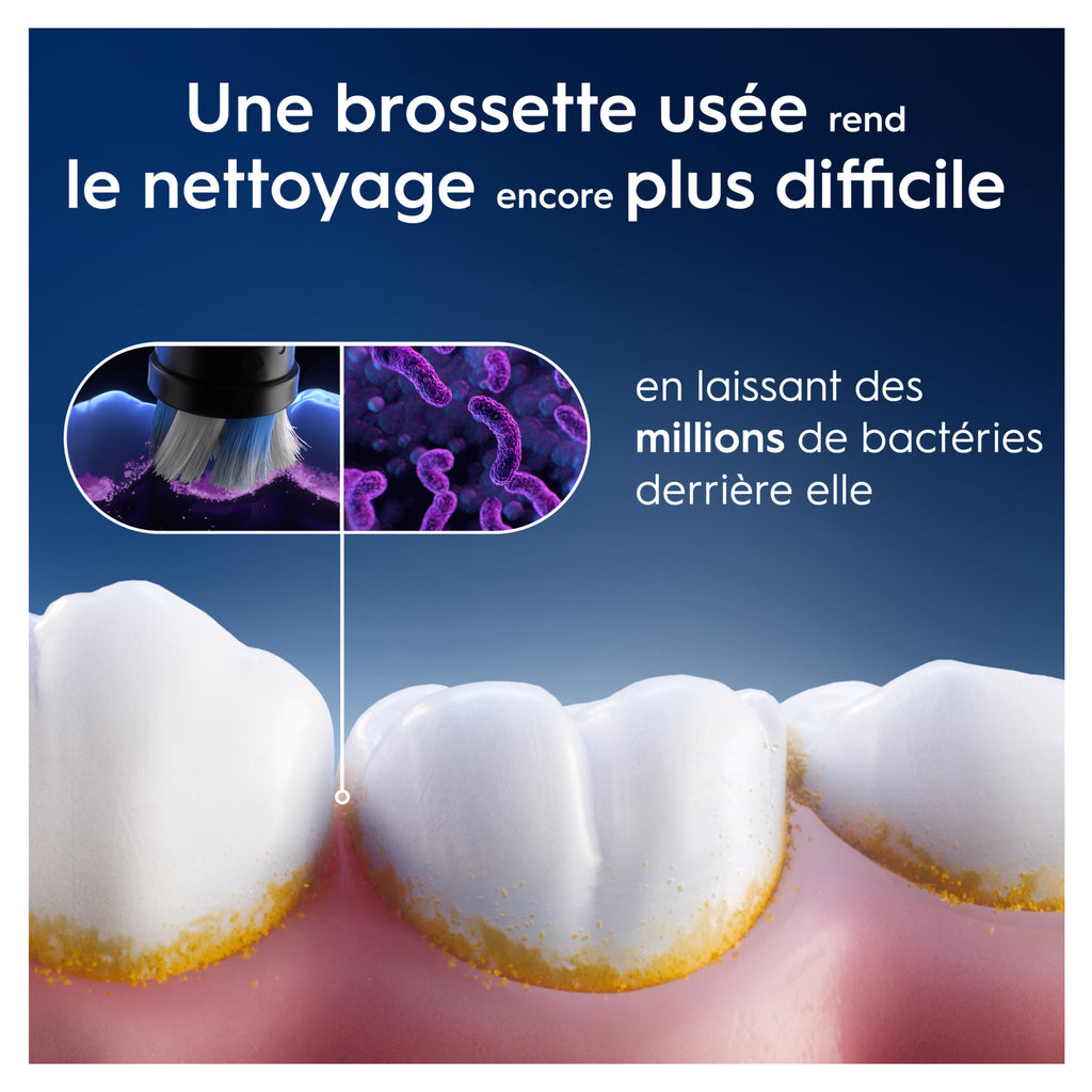 Oral-B iO Series Têtes de brosse de rechange rondes authentiques Noires adaptées aux gencives sensibles 3