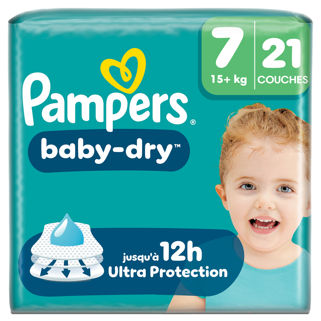Pampers Baby-Dry, Taille 7, 21 couches