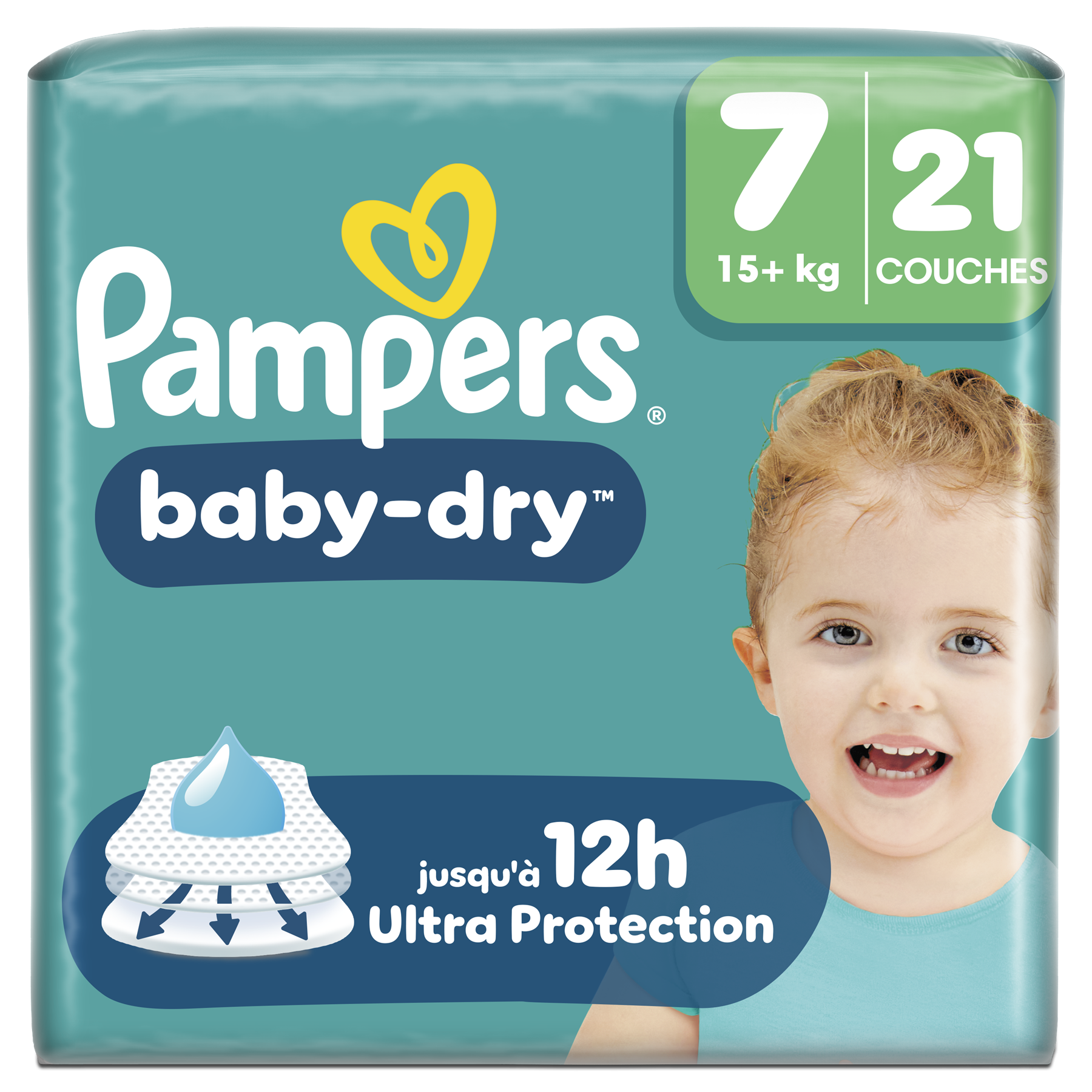 Pampers Baby-Dry, Taille 7, 21 couches