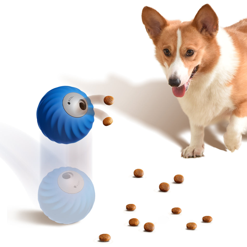 Petgravity Snack Shack Ball - Jouet interactif rebondissant, 72 mm, Bleu