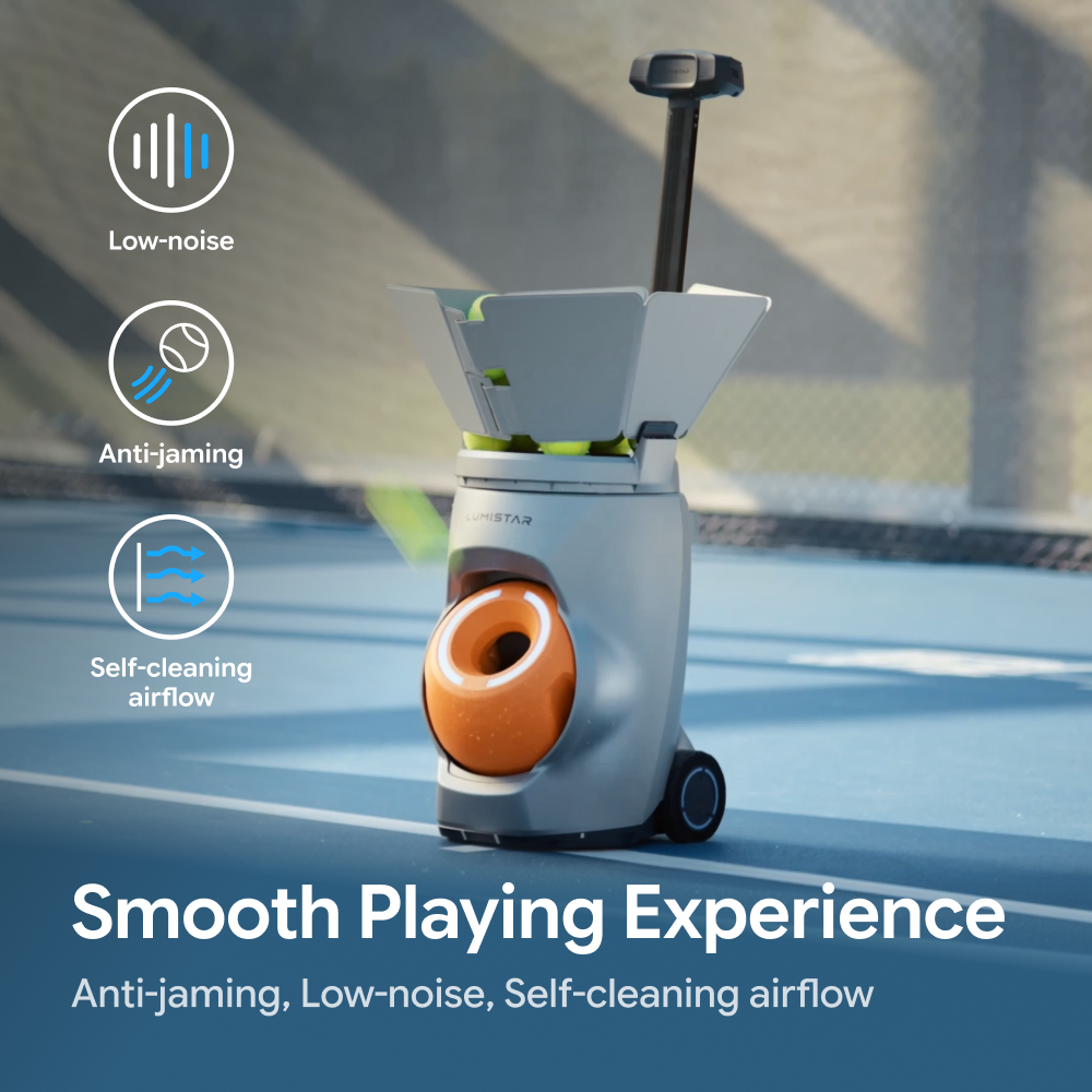 Lumistar Tero AI Machine à balles de tennis intelligente Orange Outil d'entraînement personnel professionnel Vitesse de balle plus élevée Expérience plus stable