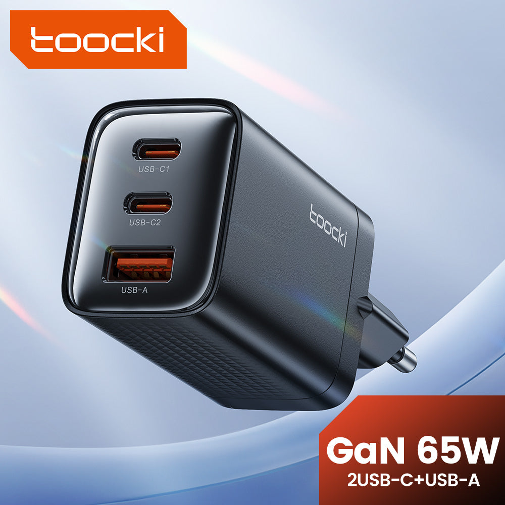 toocki Chargeur secteur USB-C GaN à 3 ports - 65 W