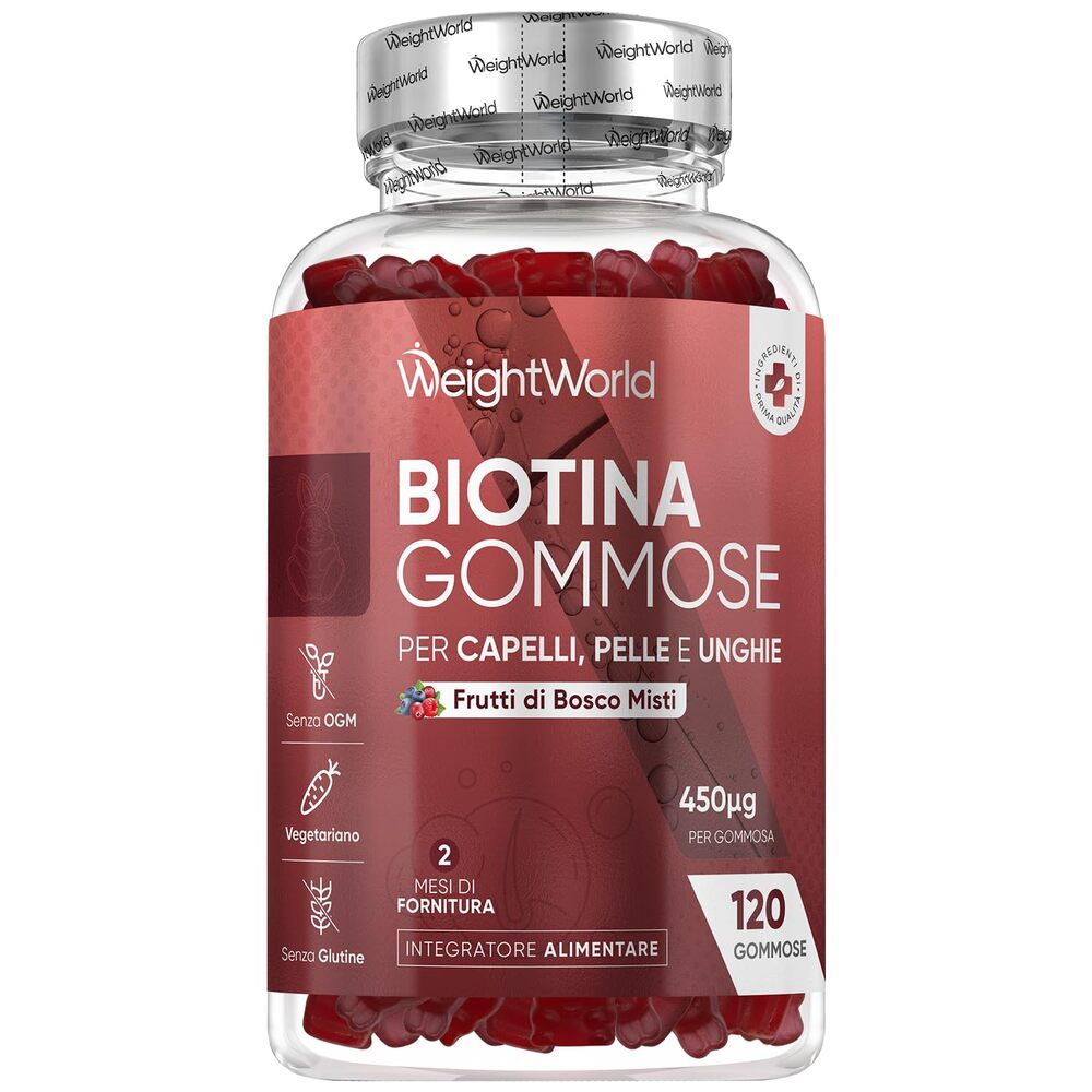 WeightWorld Gommes à la biotine pour cheveux, peau et ongles 450 µg 120 gommes