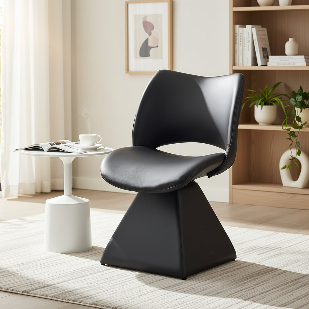 URBAN MEUBLE Chaise pivotante Comfort noire, chaise en similicuir à dossier haut moderne, taille 54 x 48 x 84 cm