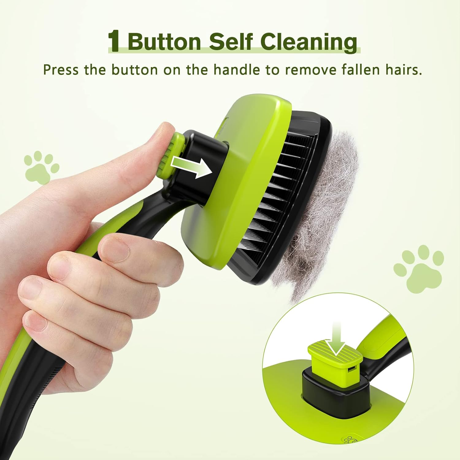 Pecute Peigne rétractable basique pour animaux de compagnie (Petit, avec perles adhésives) | Couleur : Vert + Noir