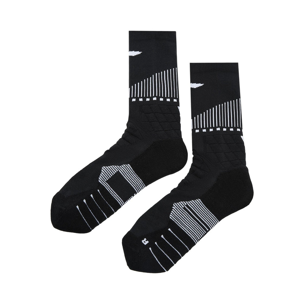 LI-NING Chaussettes mi-longues de basket-ball résistantes, confortables et respirantes noir L