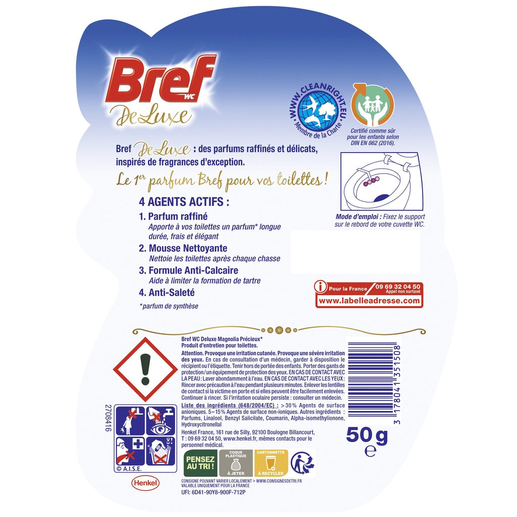 Bref Deluxe Bloc WC, Anti-calcaire, Magnolia, 50 g