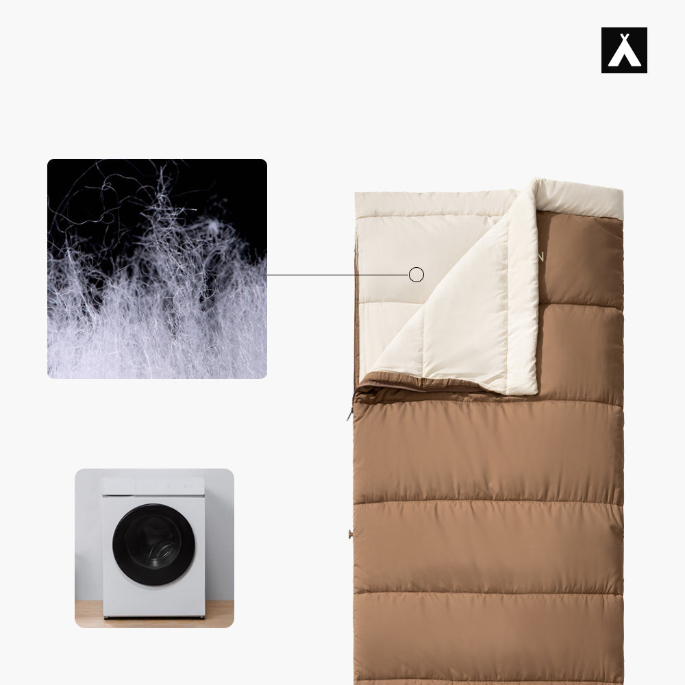 Mobi Garden, sac de couchage d'hiver épaissi, couverture de camping pour temps froid, marron, conception modulaire à fermeture éclair, se transforme instantanément en sac de couchage double, résistant à l'usure et durable, format de rangement compact