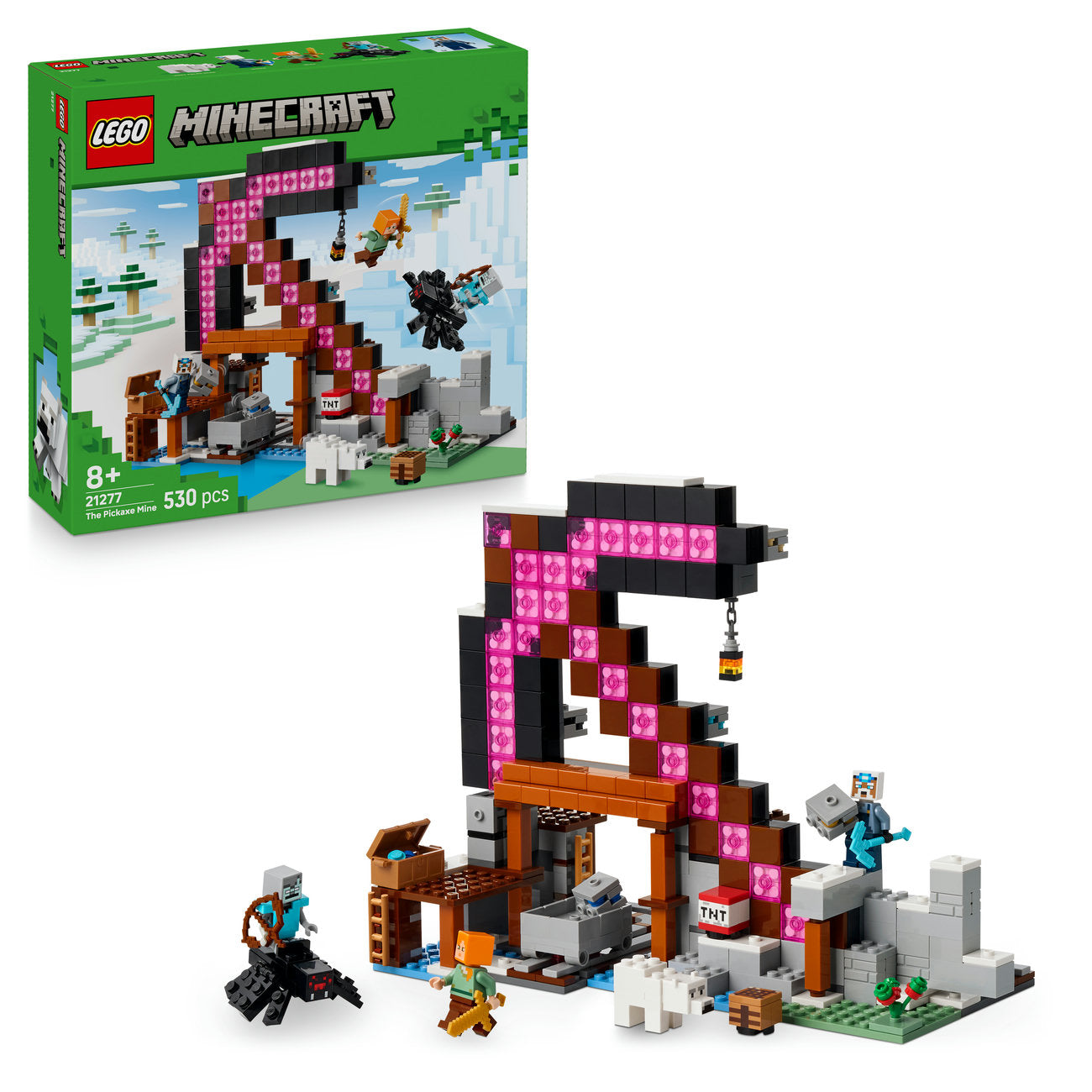 LEGO Minecraft La Mine de la Pioche 21277 Set de Construction avec Minifigurines Alex & Miner (530 Pièces)