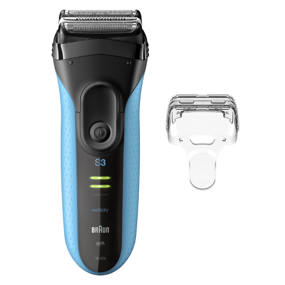 Braun Series 3 3040 - Rasoir Électrique à Grille Wet & Dry - Tondeuse de Précision Intégrée - Rechargeable - Bleu/Noir