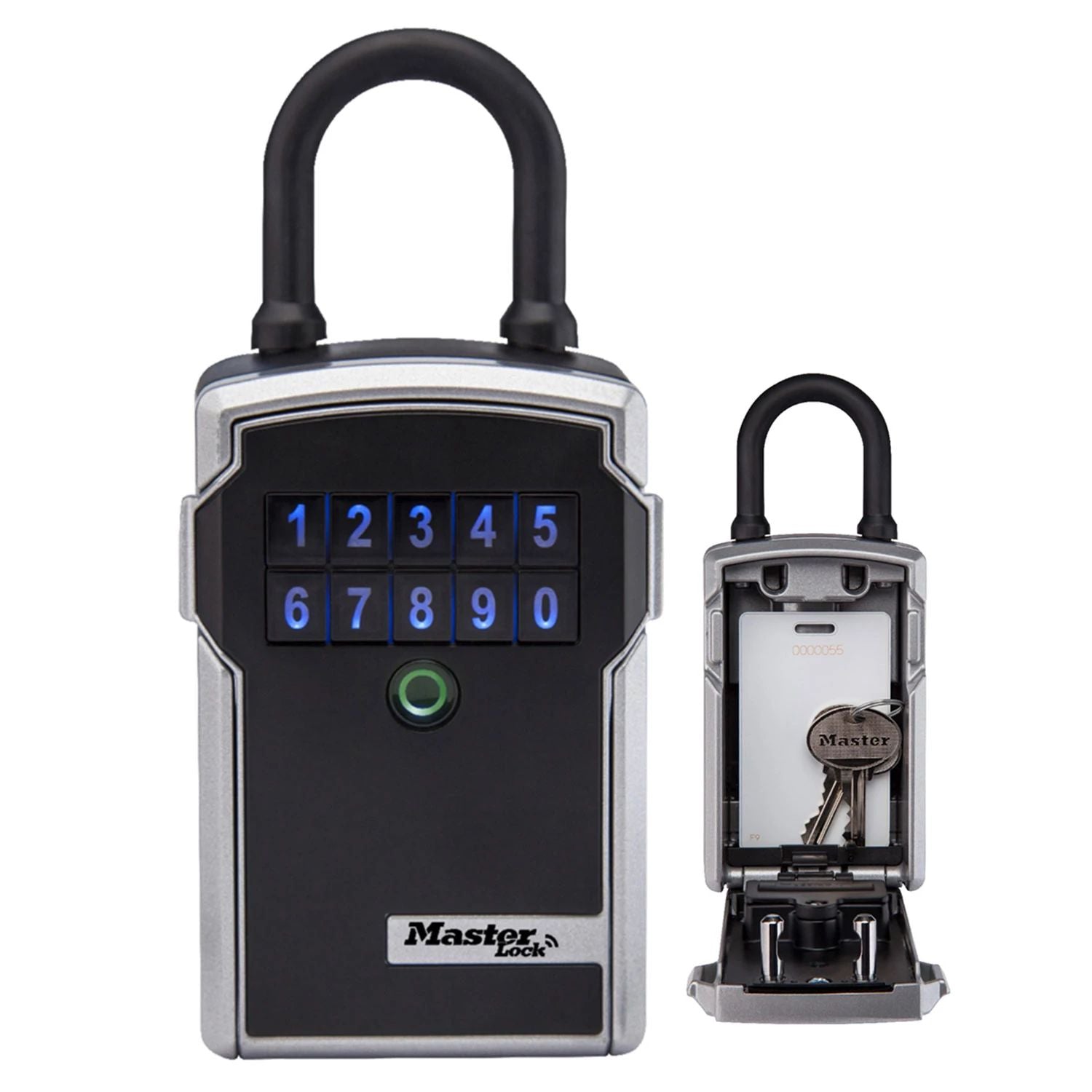 Master Lock Boîte à clés intelligente et connectée avec anse, Bluetooth ou à combinaison, format moyen 183 x 83 x 59 mm, pour l’extérieur, pour la maison, le bureau, l’industrie et les véhicules