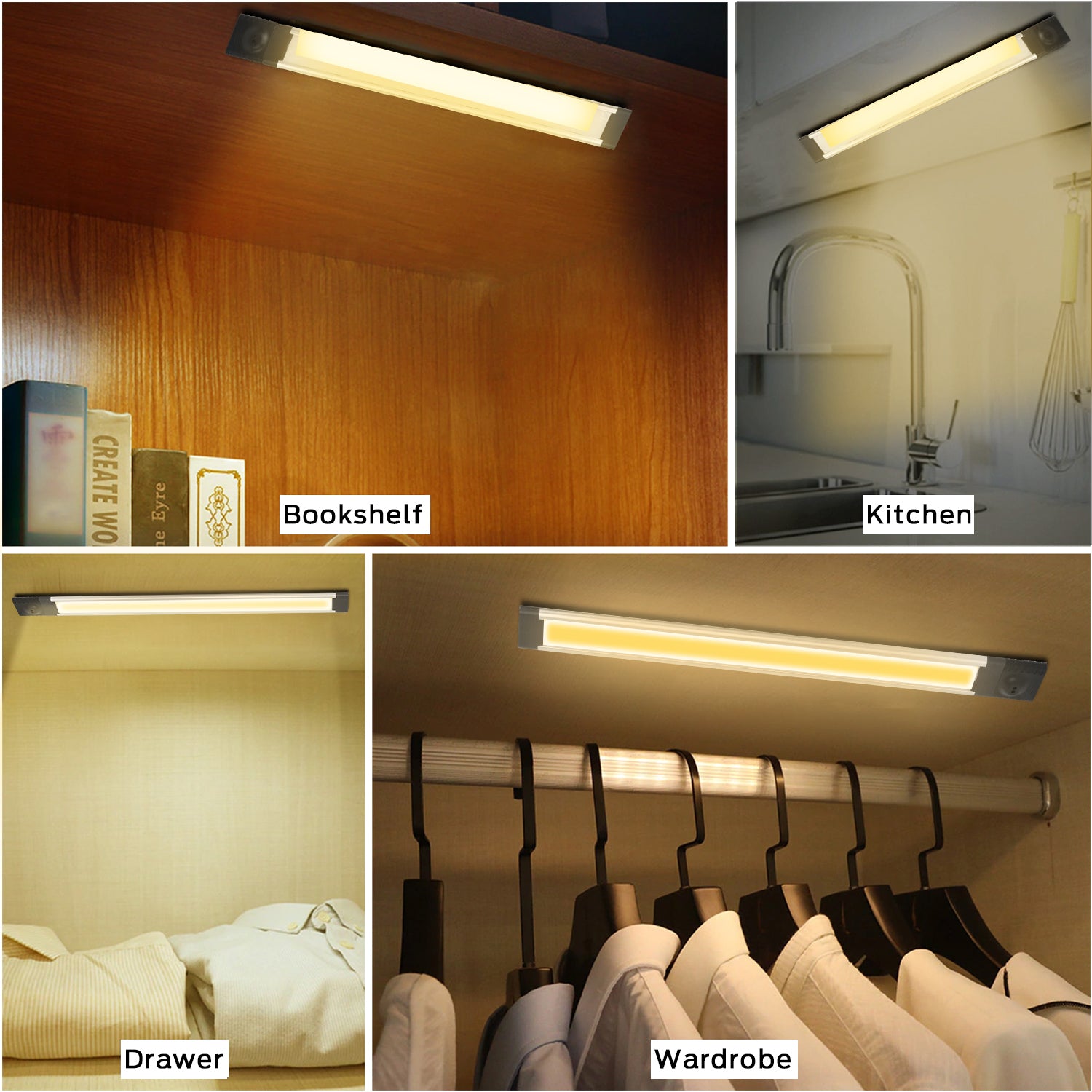 Lumière nocturne avec capteur de mouvement, 36 LED SMD Epistar 4014, 400 lm, commande par mouvement de la main, rechargeable par USB, pour chambre, chambre d’enfant et armoire