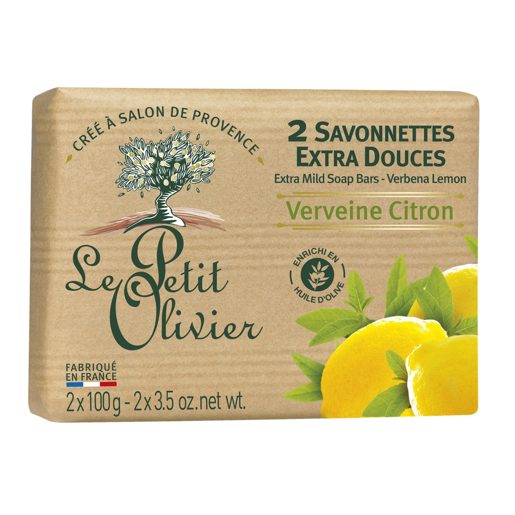 LE PETIT OLIVIER Savon solide extra doux Verveine & Citron - 2 x 100 g
