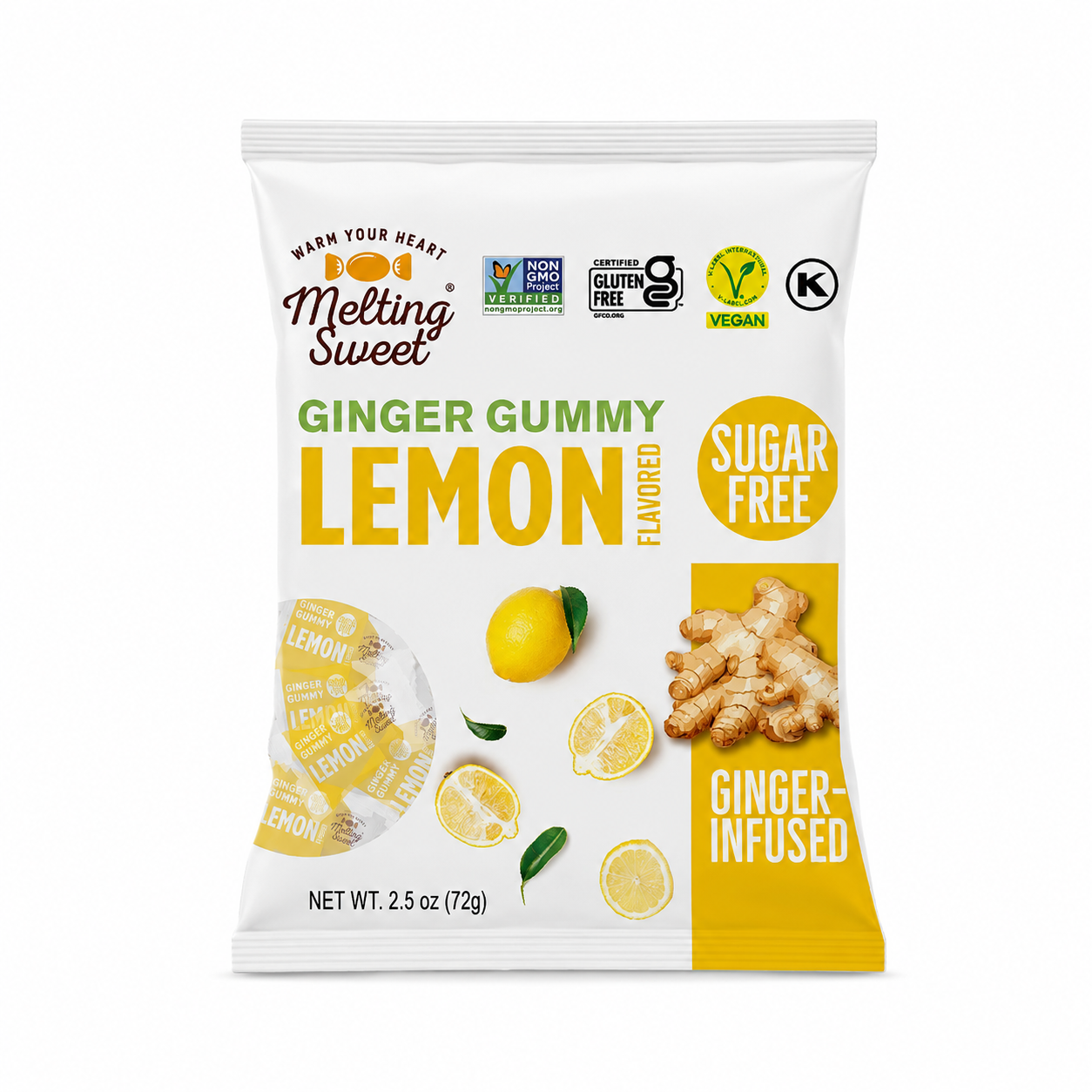 MELTING SWEET Bonbons tendres au gingembre saveur citron (sans sucre) 72 g
