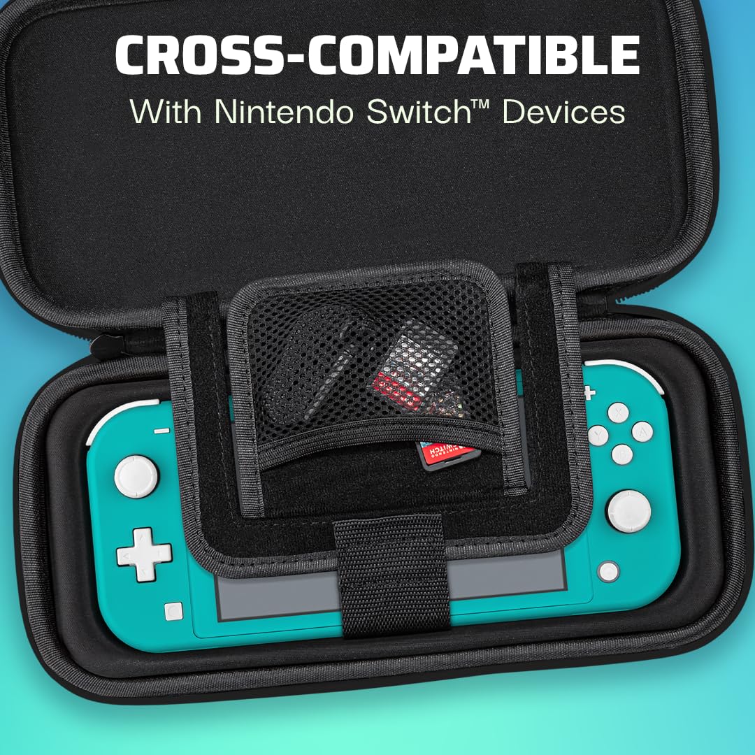 PDP Étui Rigide Travel Case Mario Nintendo Switch, Switch Lite et OLED - Plateau Amovible - Design Élégant - Licence Officielle Super Mario - Motif Escape - Bleu et blanc