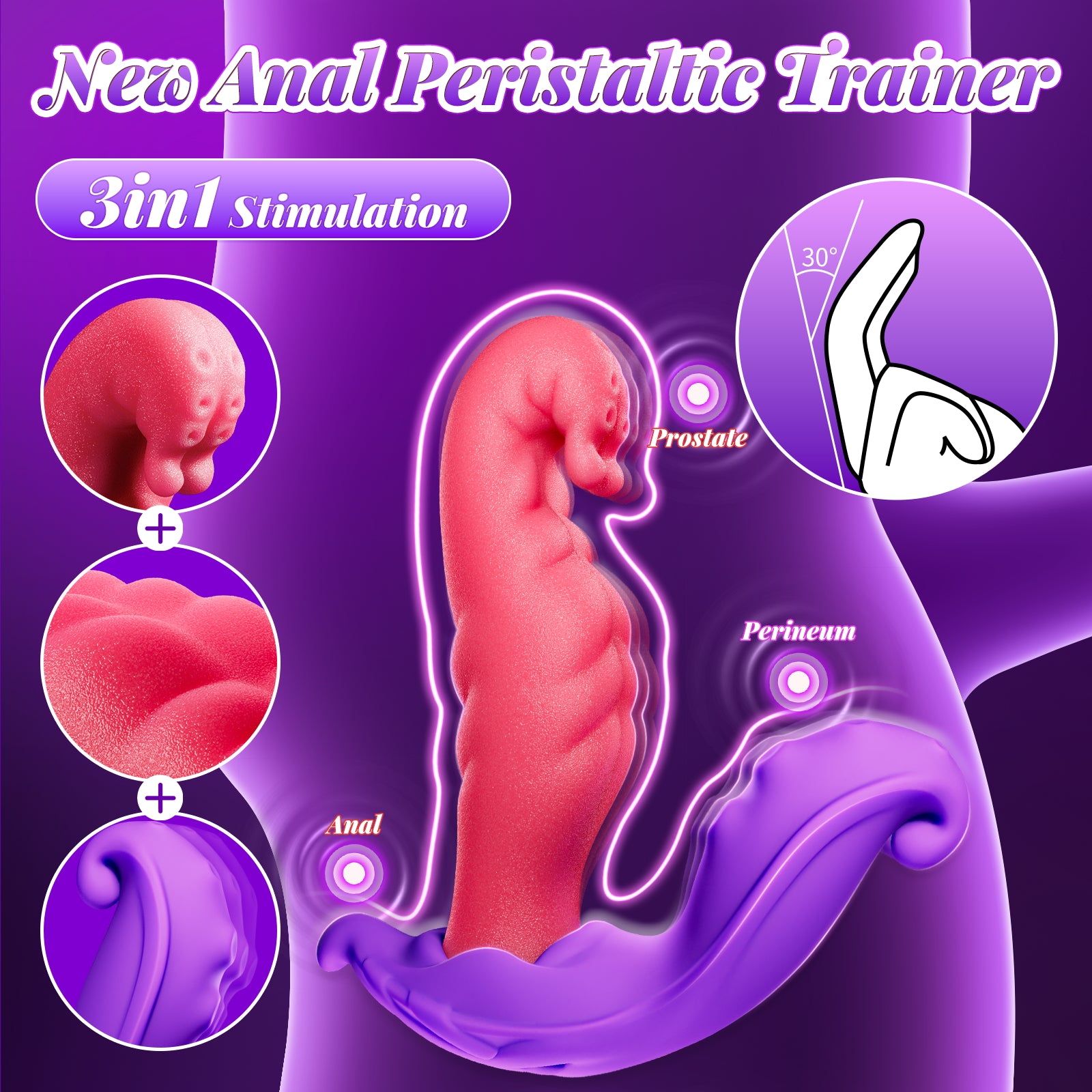 AAV Plug Anal Vibrant 5-en-1 pour Homme, 8 Vibrations & 5 Modes Poussée, Sextoy Rechargeable, Stimulateur Prostatique pour Débutants et Couples