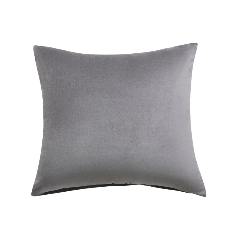MEROPE, Housse de coussin en velours coton, 50x50 cm, gris, 1 pack