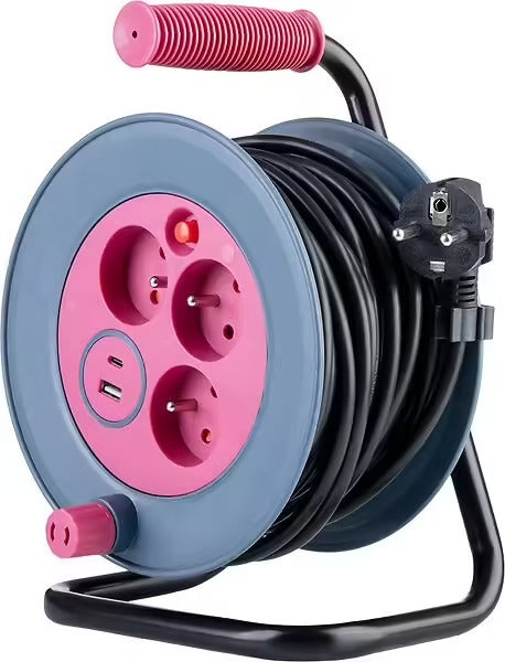 Zenitech Multiprise DIY à assembler soi-même avec 3 prises CA + 2 ports USB-A/USB-C - Rose