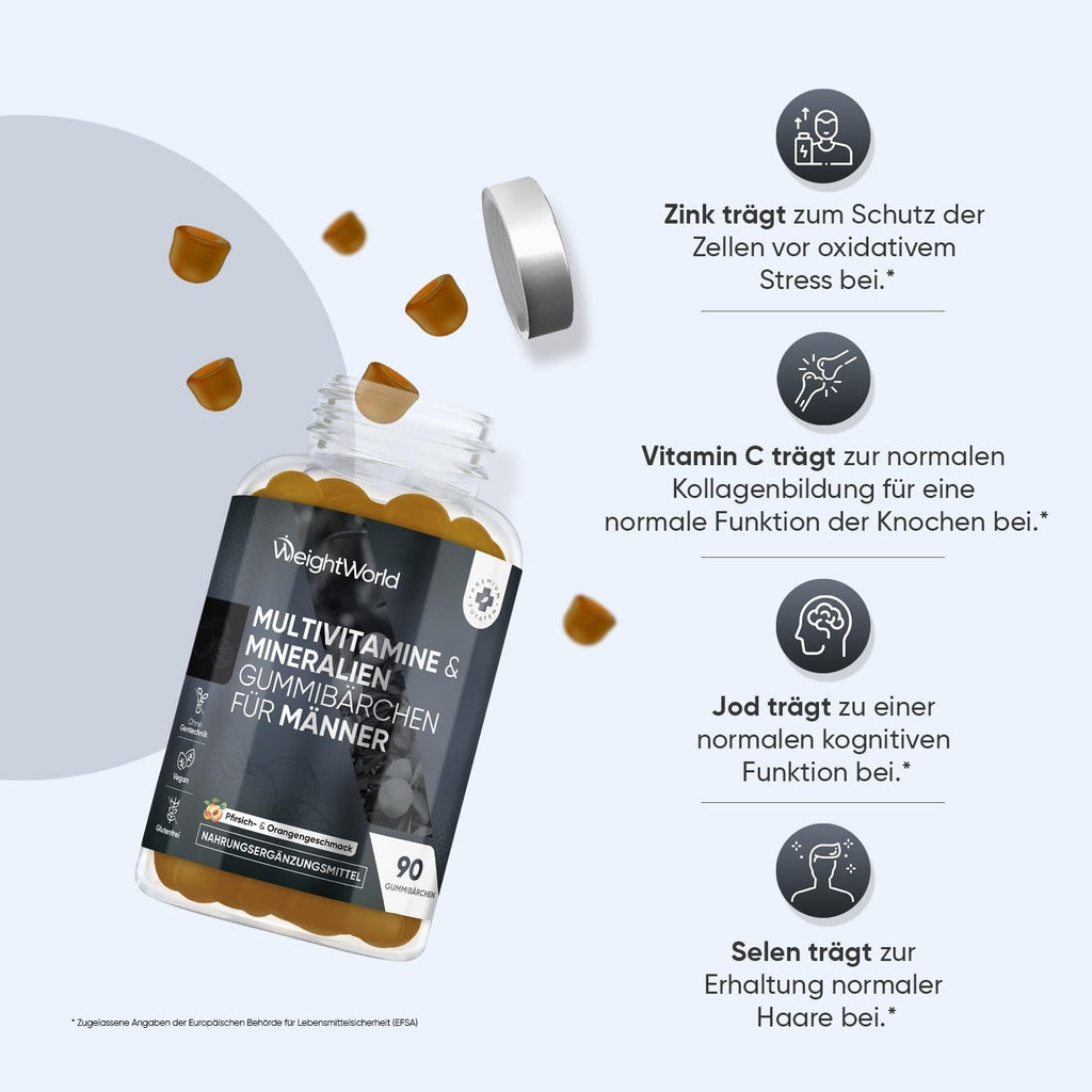 WeightWorld Gommes multivitaminées pour hommes, 90 gommes