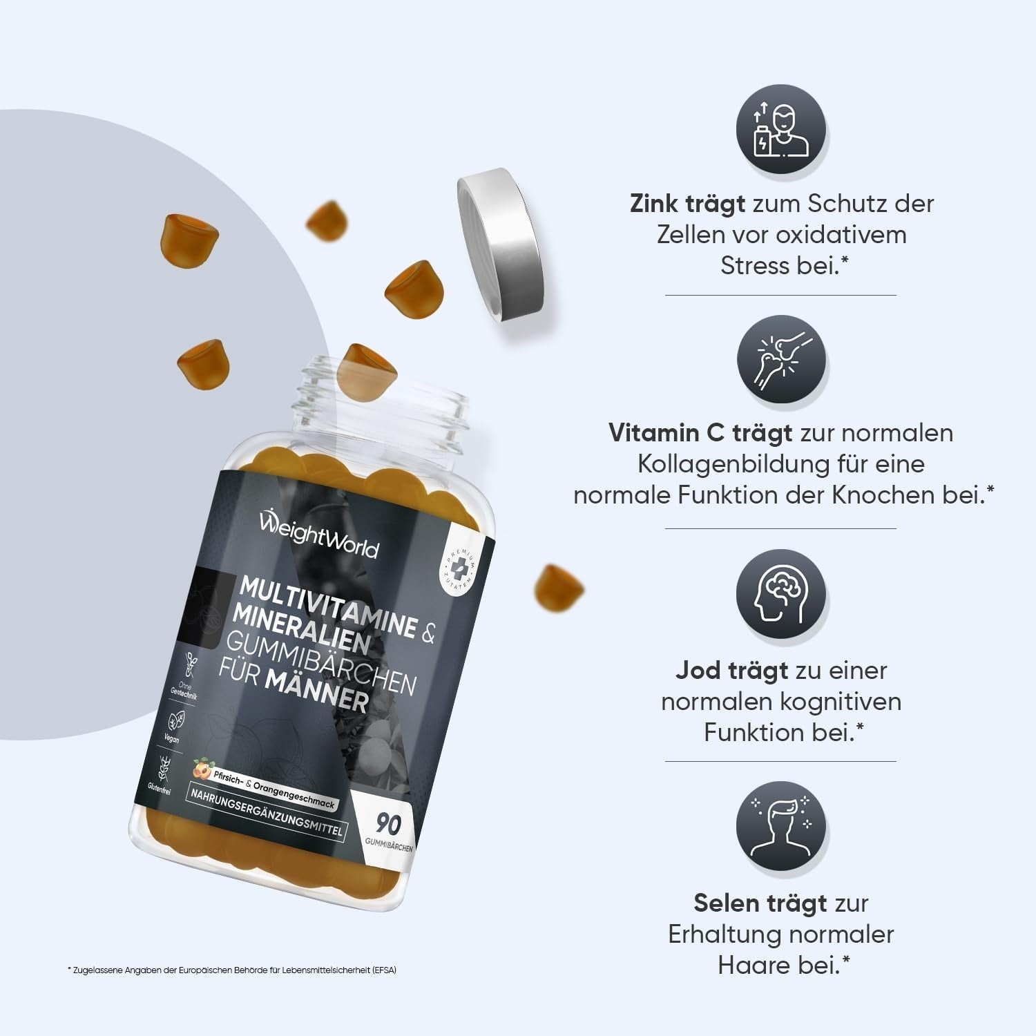 WeightWorld Gommes multivitaminées pour hommes, 90 gommes
