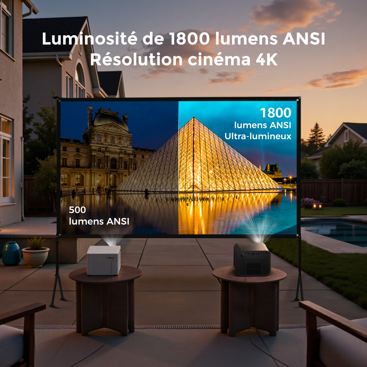 ULTIMEA Native Full HD 1080P | Vidéoprojecteur DLP Compatible 4K, 1800 Lumens ANSI, 1920 x 1080 px, Google TV, Image 3D Active, Autofocus & Correction Trapézoïdale Auto 6D