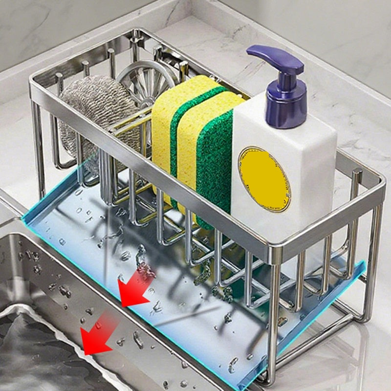 Maxcook organisateur pour évier de cuisine, porte-éponge pour évier, acier inoxydable 304, organisateur de distributeur de savon pour plan de travail de cuisine