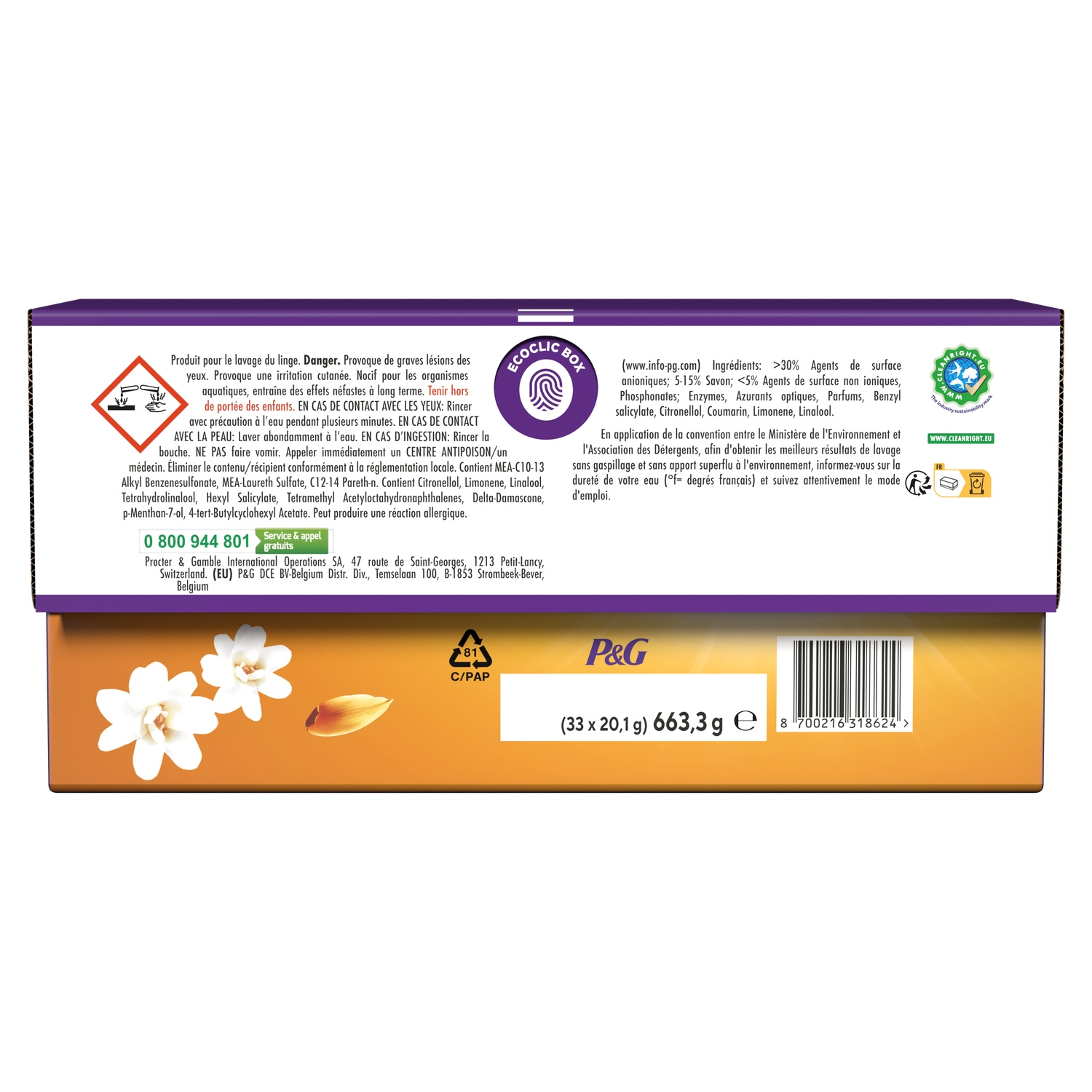 DASH 2-en-1 Lot de 33 capsules de lessive parfum ambre et orchidée