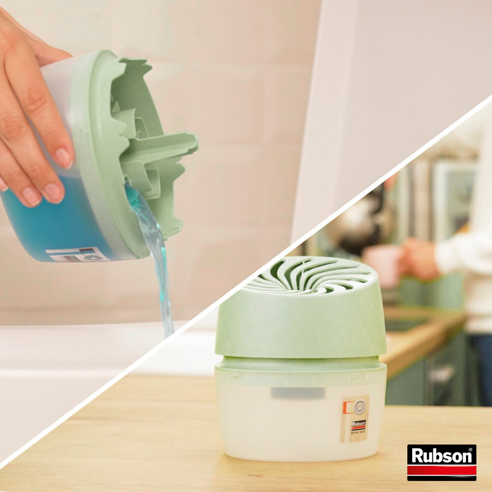 Rubson | Absorbeur d'Humidité Aero 360° Couleur Amande (1 appareil + 1 recharge de 450 g) – Absorbeur anti-humidité pour pièce jusqu'à 20 m² – Déshumidificateur d'air anti-odeur et anti-moisissure