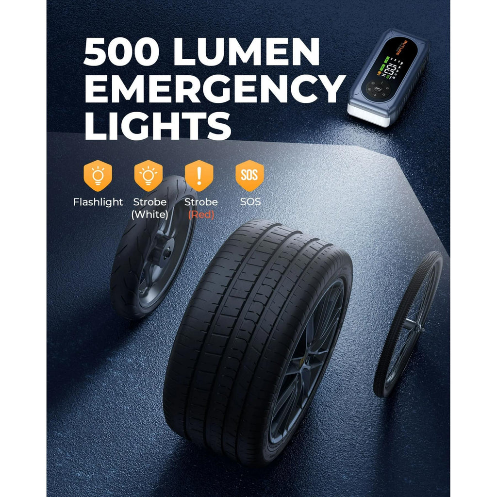 BuTure 4500A démarreur de secours pour voiture, avec compresseur d’air – démarreur de secours portable cinq-en-un pour batterie automobile