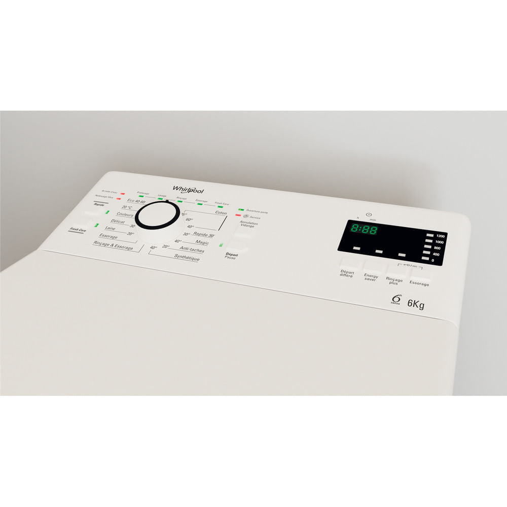 WHIRLPOOL TDLR 6228 Lave-linge top pose libre - 6 kg - 1200 tours/min - Blanc - Classe D