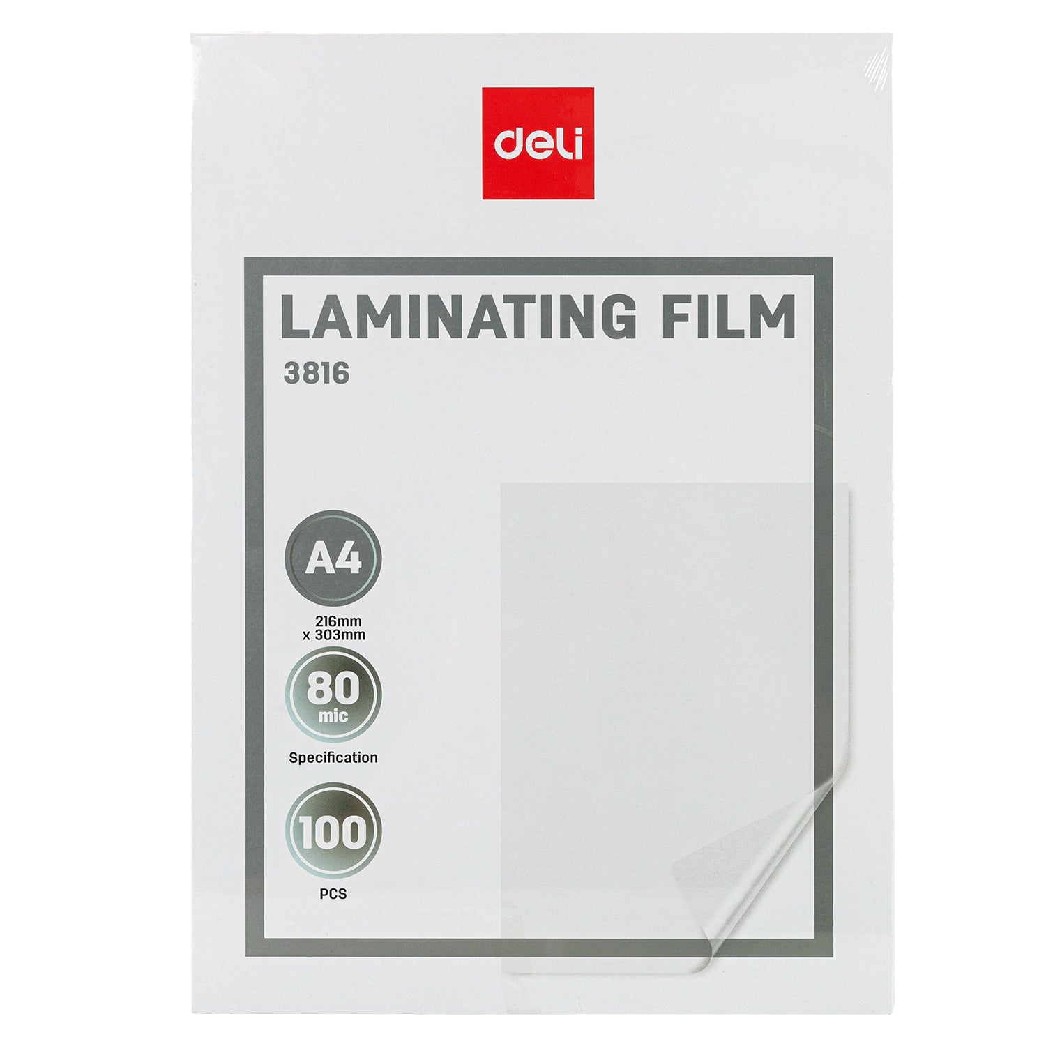 Deli Sachets de laminage, fournitures de protection de documents, format lettre, transparent, lot de 1